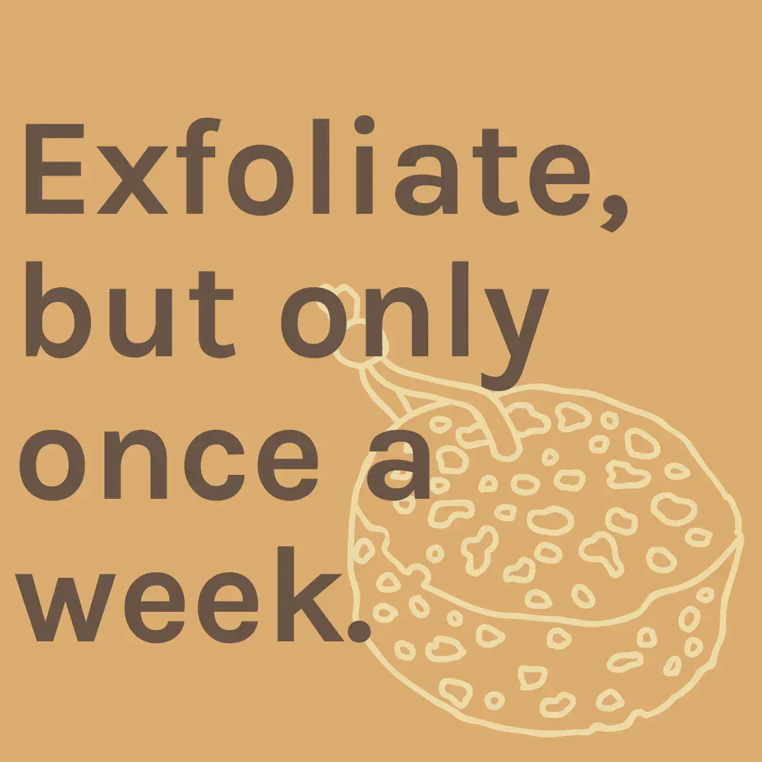 Graphic that says "Exfoliate, but only once a week."
