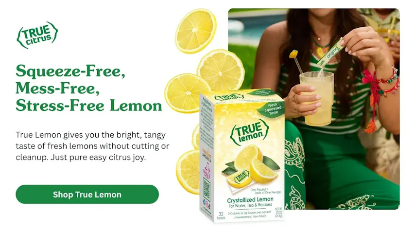 Squeeze-Free, Mess-Free, Stress-Free True Lemon Unsweetened Crystallized Lemon Packets