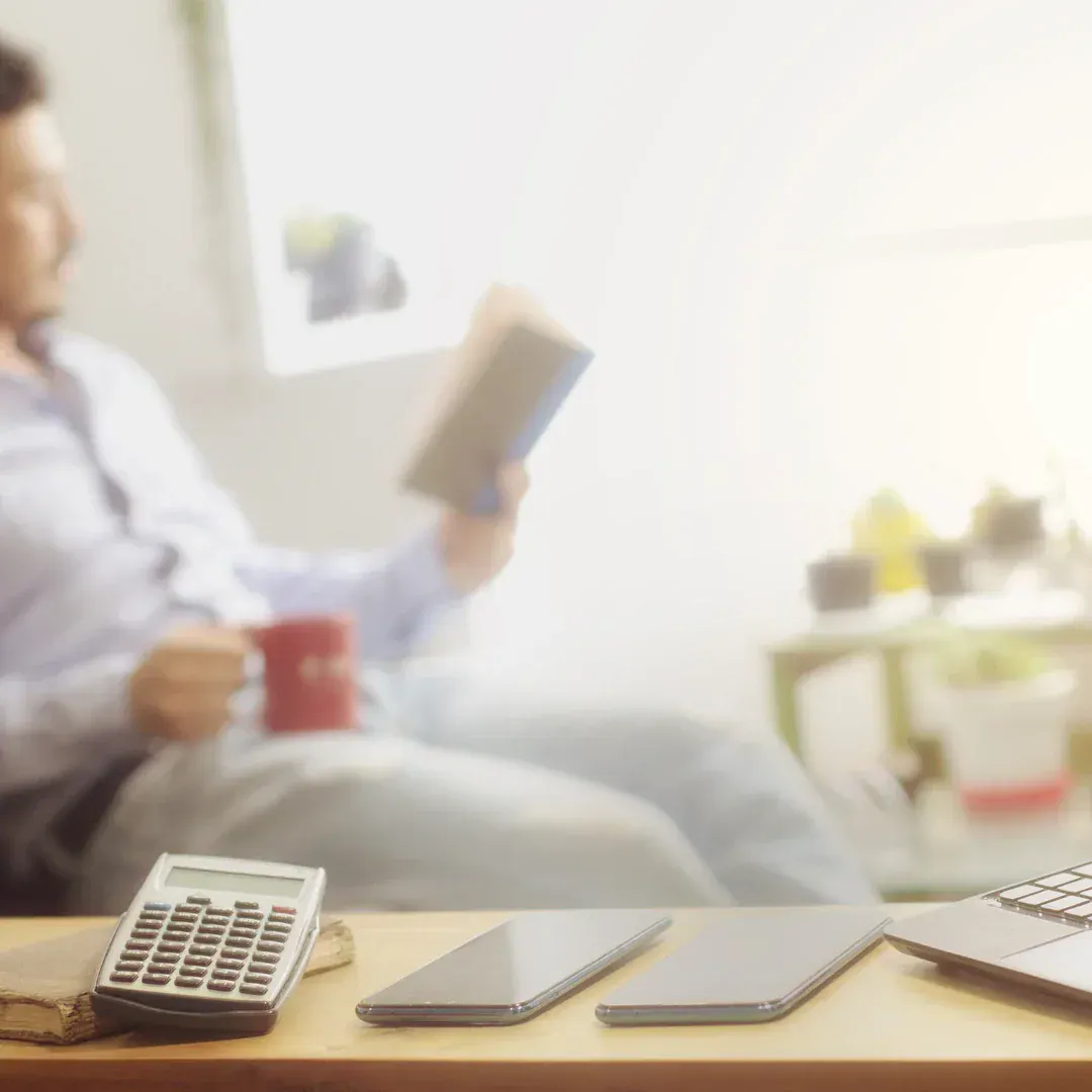 A man reading a book.