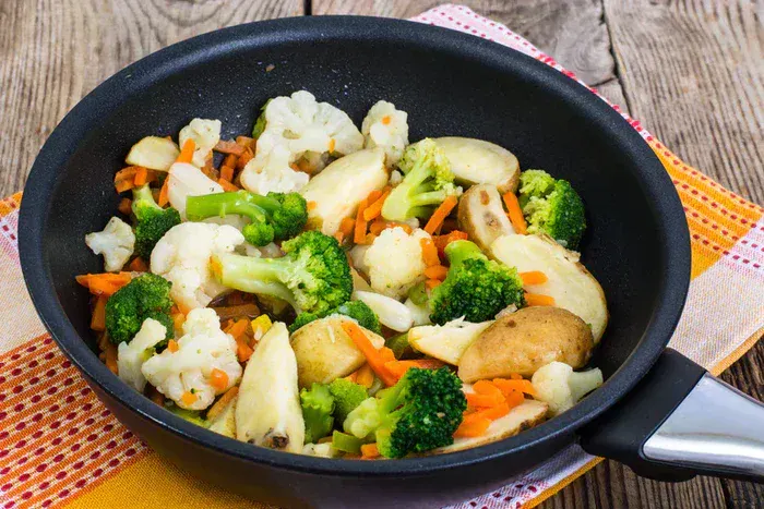 sauted vegetables in a pan