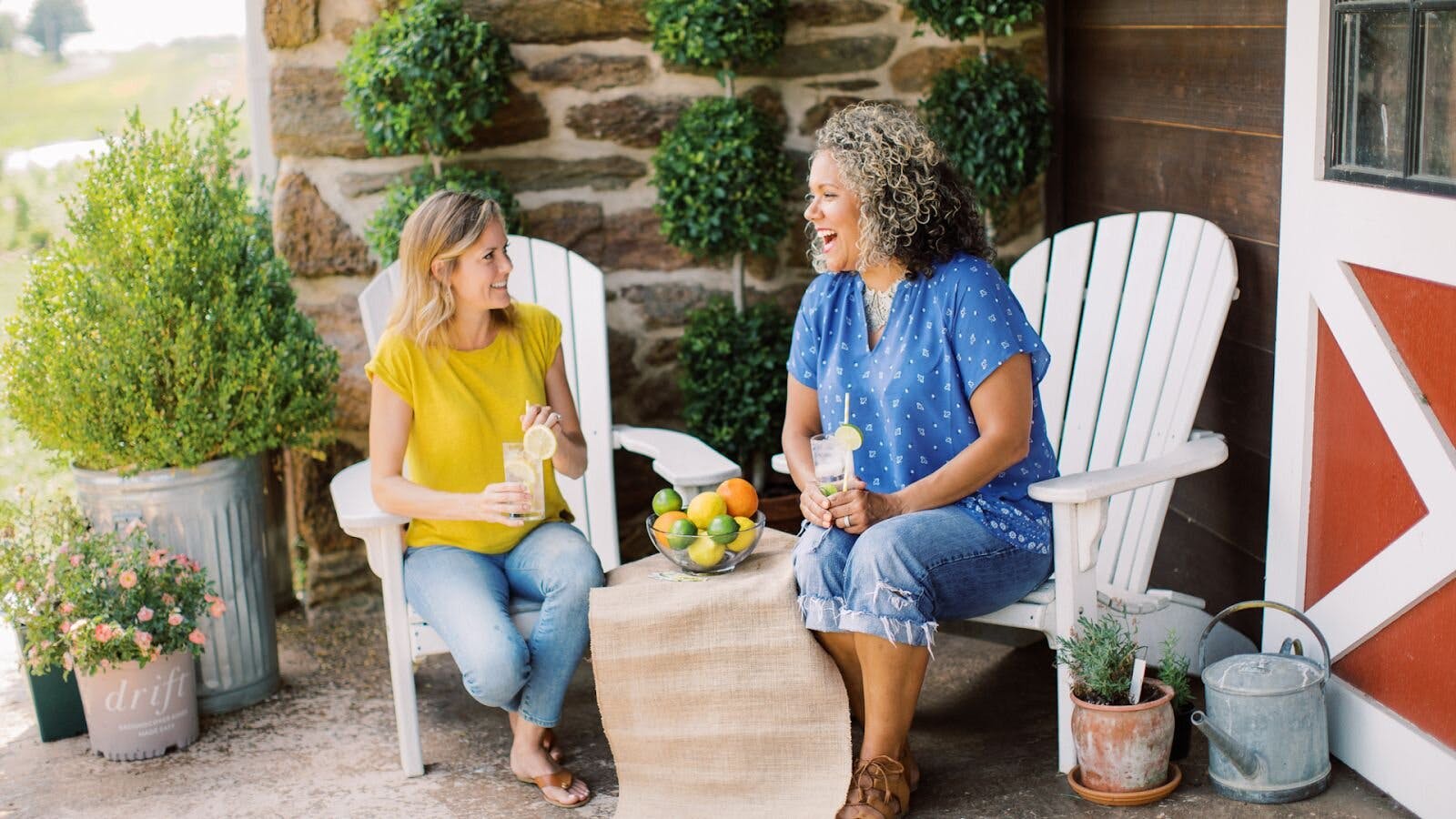 Women Drinking Unsweetened Lime Water And Lemon Water